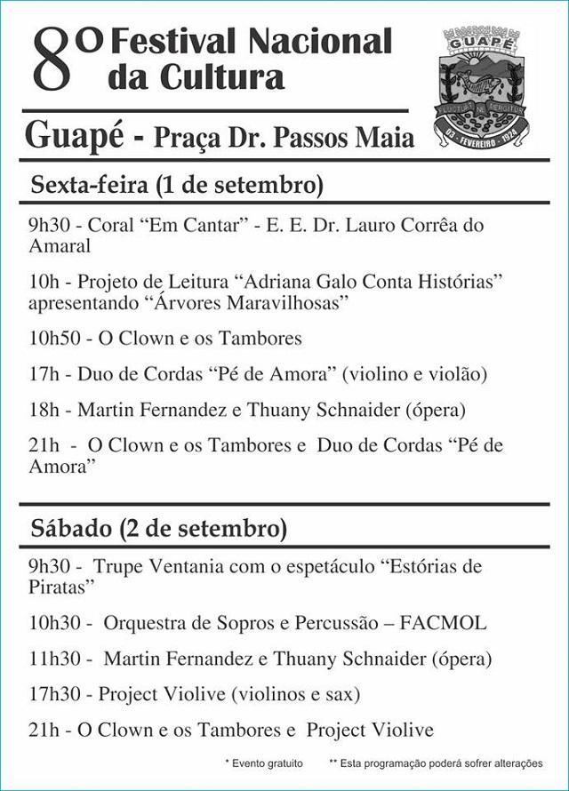 8º Festival Nacional da Cultura em Guapé